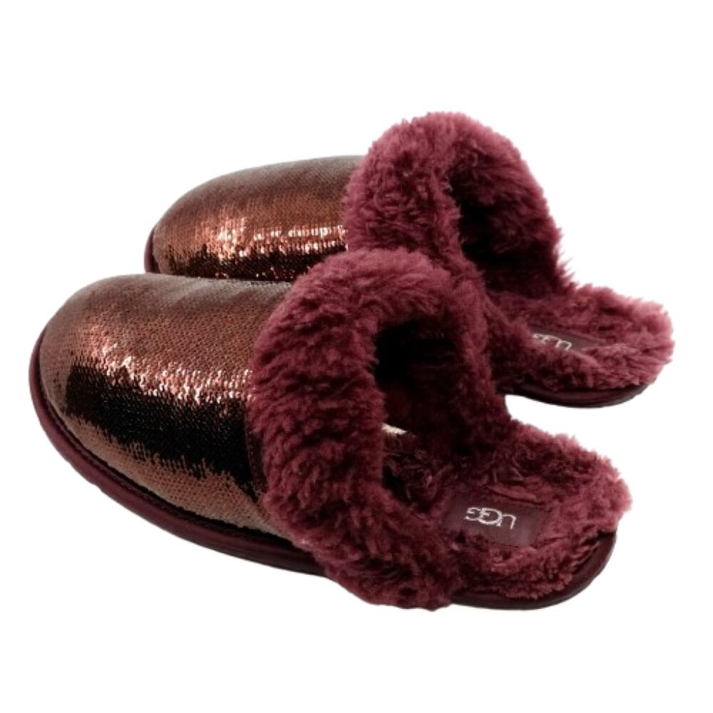 UGG~Scuffette II Mirror Ball Sequin~WOMENS SHEARLING SLIPPERS in Wild Grape Sz 9 - Picture 3 of 7